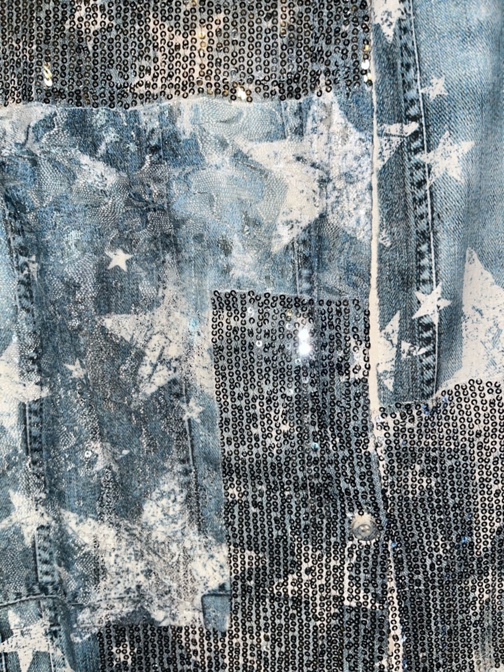Origami Medium Sequin Star Denim and Lace Long Tunic - Picture 7 of 12